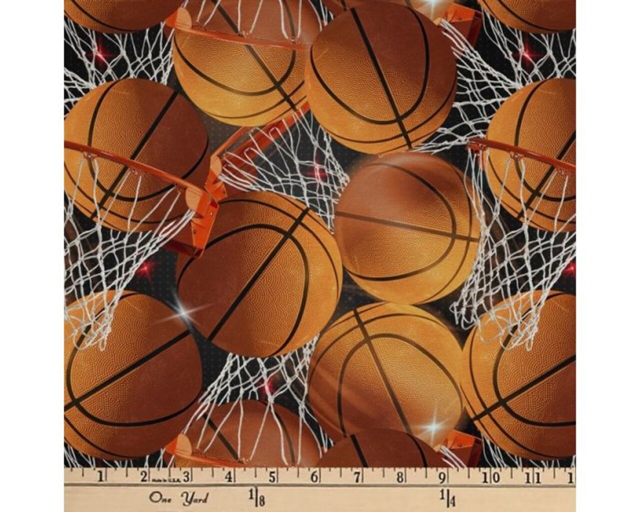 Basketball Hoops Digital Cotton Print Fabric | By the Yard | Sewing and Crafting | 44 inches wide